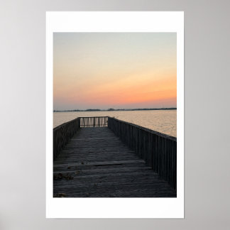 Steg-Wasserlandschaft-Sonnenuntergangsposter Poster