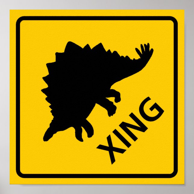 Stegosaur Crossing Highway Sign Dinosaur Poster (Vorne)