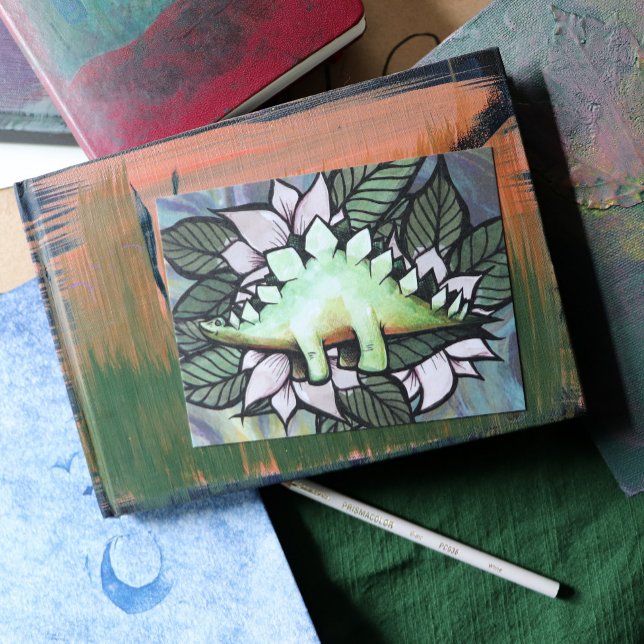 Stegosaur Dinosaur Blume Dinosaurier Postkarte (Von Creator hochgeladen)