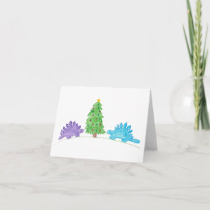 Stegosaurier am Weihnachtsbaum Karte