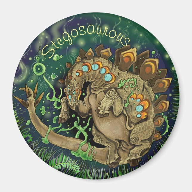Stegosaurous Dinosaurier Art Magnet (Vorne)