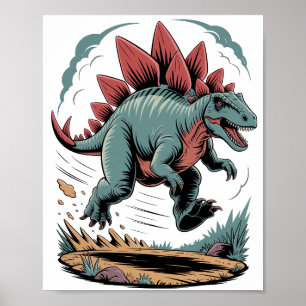 Stegosaurus auf der Fahrt Poster