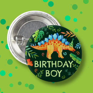 Stegosaurus Birthday Boy Dinosaurier Prehistorisch Button