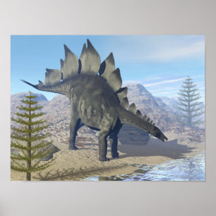 Stegosaurus dinosaur - 3D render Poster