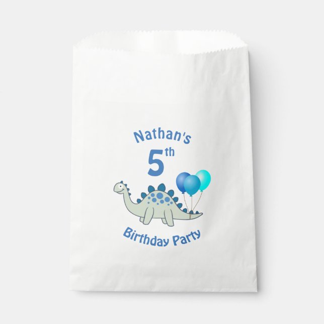 Stegosaurus Dinosaur Kindergeburtstag Geschenktütchen (Vorderseite)