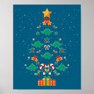 Stegosaurus Dinosaur Weihnachtsbaum Xmas Langarm Poster
