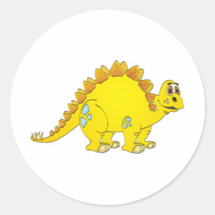 Stegosaurus Gelber Cartoon Runder Aufkleber