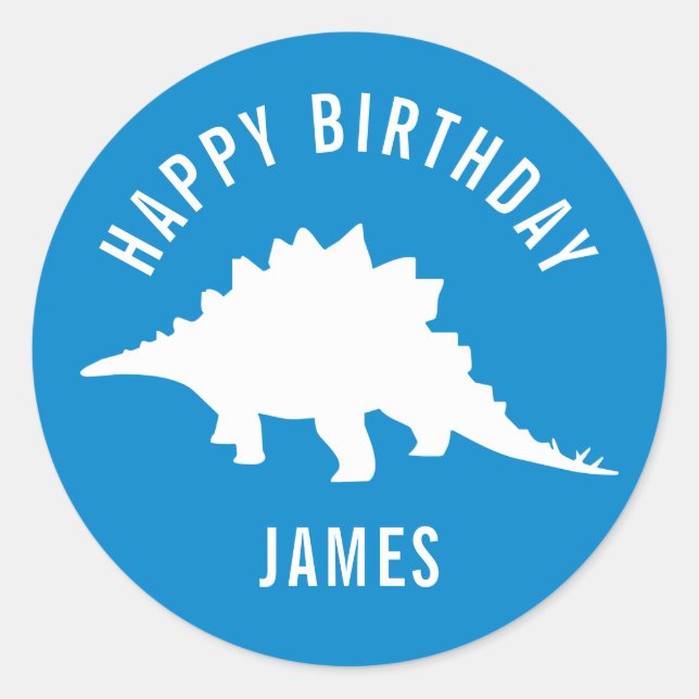 Stegosaurus Happy Birthday Party Sticker (Vorderseite)