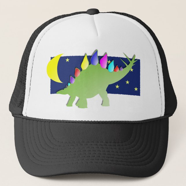 Stegosaurus in der Nacht mit Mond und Sternen Truckerkappe (Vorderseite)