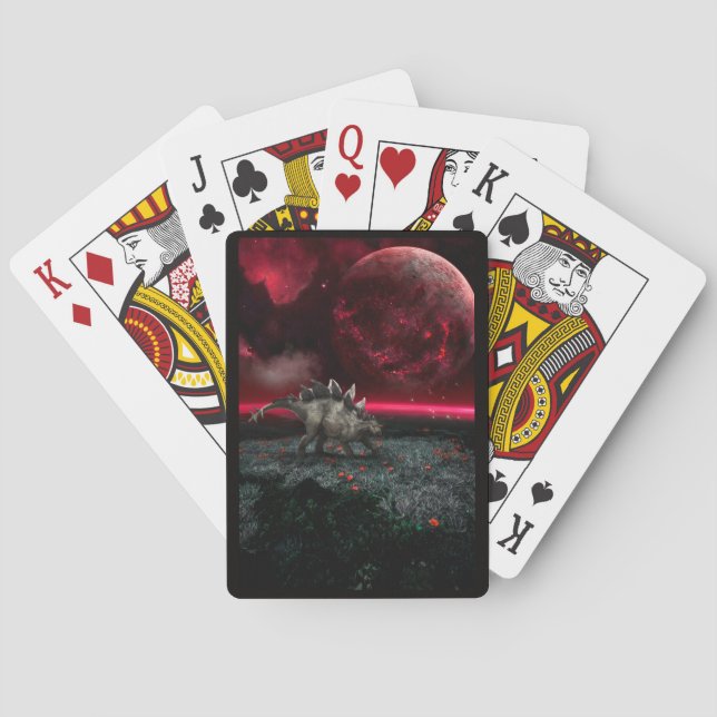 Stegosaurus in dramatischer Weise Spielkarten (Rückseite)