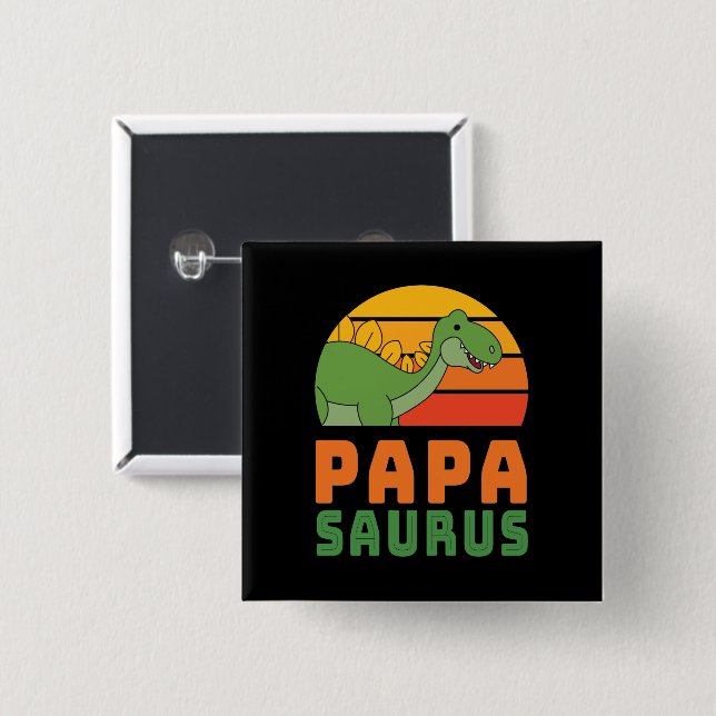 Stegosaurus Papasaurus Dinosaur Vatertag Button (Vorne & Hinten)