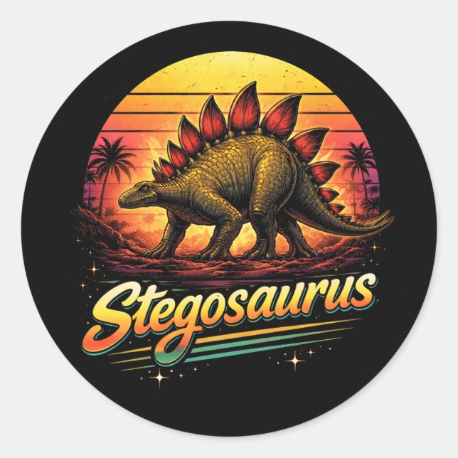 Stegosaurus Runder Aufkleber (Vorderseite)