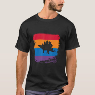 Stegosaurus Schattenschatten-Silhouette mit farben T-Shirt