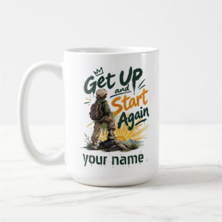 Steh auf und fang wieder an Benutzerdefinierter N Kaffeetasse