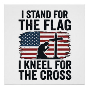 Steh für die Flagge Knie für das Kreuz-Shirt-Desig Poster