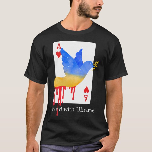 Steh mit der Ukraine Ace Of War Support Tee  (Vorderseite)