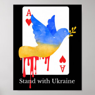 Steh mit der Ukraine Ace Of War Support Tee  Poster