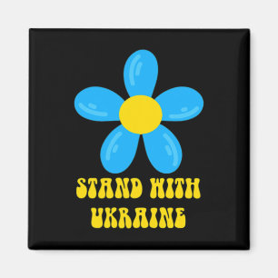 Steh mit der Ukraine Blau und Gelbe Blume Solidari Magnet