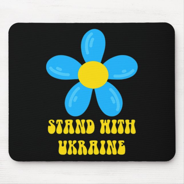 Steh mit der Ukraine Blau und Gelbe Blume Solidari Mousepad (Vorne)