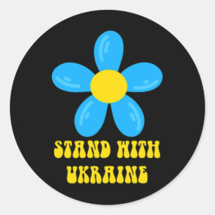 Steh mit der Ukraine Blau und Gelbe Blume Solidari Runder Aufkleber