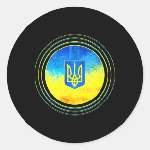 Steh mit der Ukraine-Flagge Anti-Putin Ukraine Ukr Runder Aufkleber