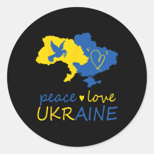 Steh mit der ukrainischen Friedensliebe Ukraine-Fl Runder Aufkleber