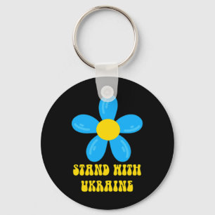Steh mit Ukraine Blau und Gelbe Blume Solidarität Schlüsselanhänger