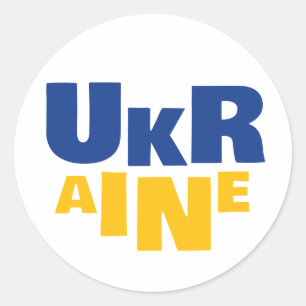 Steh mit Ukraine Sonnenblume blaue gelbe Flagge Runder Aufkleber
