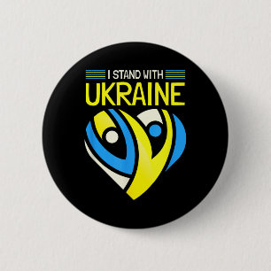 Stehe mit der ukrainischen Flag-Anti-Putins-Erklär Button