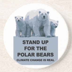 Stehen Sie auf für die Polarbären Sandstein Untersetzer