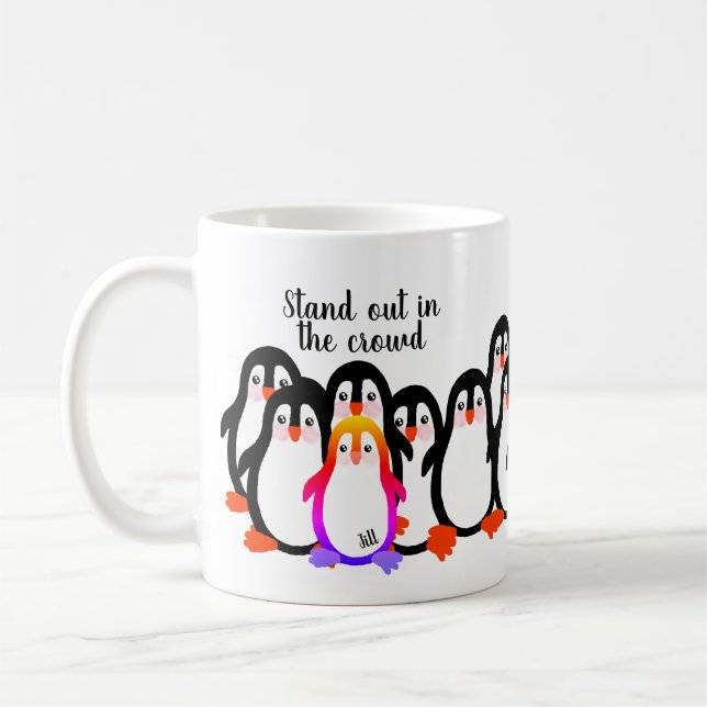 Stehen Sie in der Crowd Pinguin! Kaffeetasse (Links)