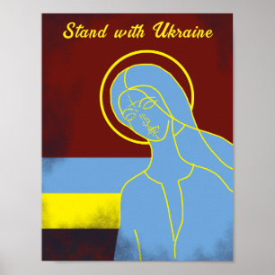 Stehen Sie mit dem Frieden in der Ukraine "Gelb bl Poster