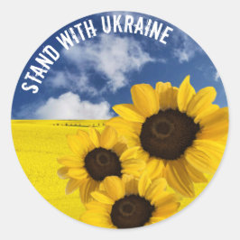 Stehen Sie mit der Ukraine gelb und blau mit Sonne Runder Aufkleber