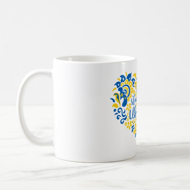 Stehen Sie mit ukrainischer Schrift und Herz Kaffeetasse (Links)