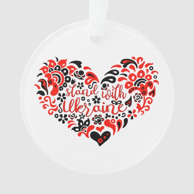 Stehen Sie mit ukrainischer Schrift und Herz Ornament (Vorderseite)