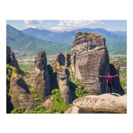 Stehend auf der Bergspitze Fotodruck