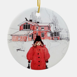Stehend im Winterschnee Keramik Ornament