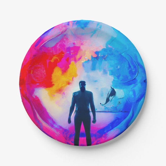 Stehend in Farben Pappteller (Vorderseite)