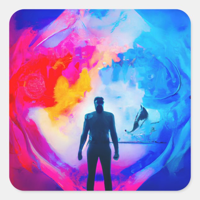 Stehend in Farben Quadratischer Aufkleber (Vorderseite)