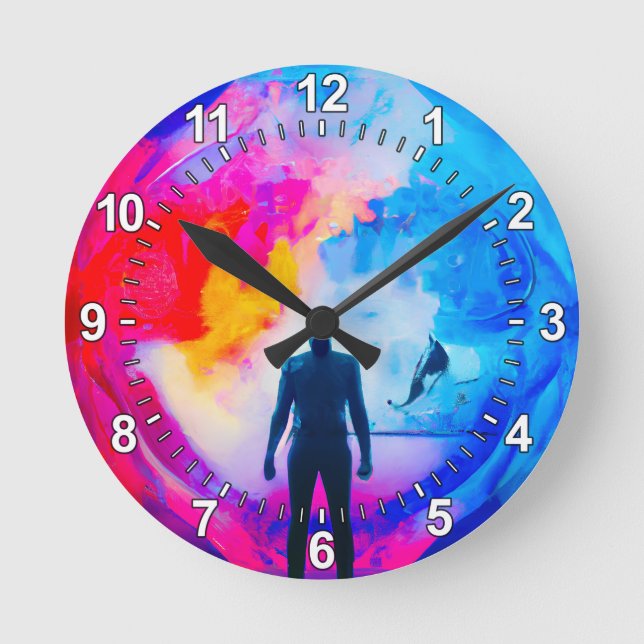 Stehend in Farben Runde Wanduhr (Vorderseite)
