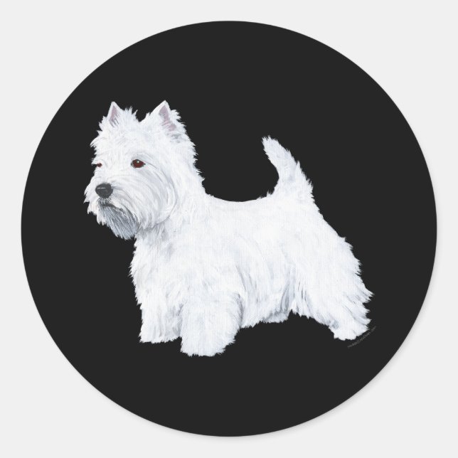 Stehend Westie Runder Aufkleber (Vorderseite)