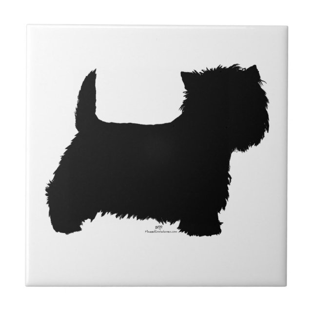 Stehend Westie Silhouette Fliese (Vorderseite)