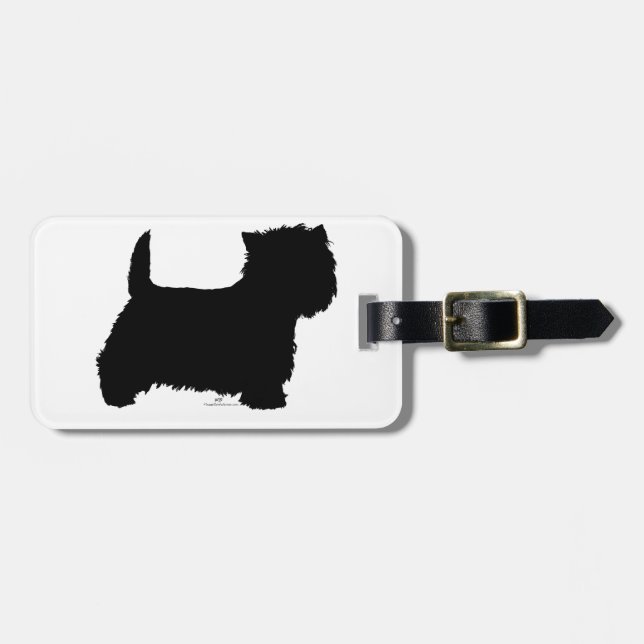 Stehend Westie Silhouette Gepäckanhänger (Vorderseite horizontal)