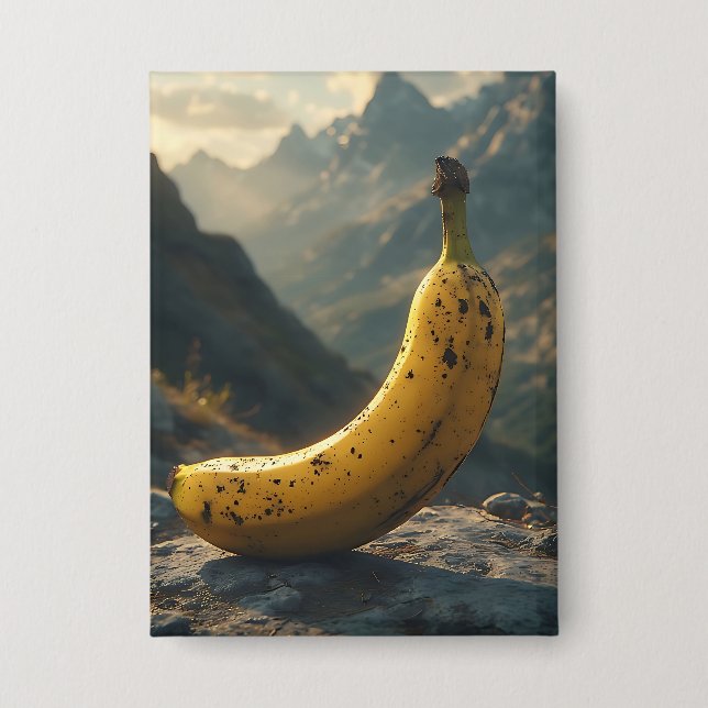 Stehende Banane im Berg Button (Vorderseite)