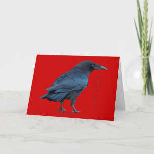 Stehende Black Raven Art Sammelkarten Feiertagskarte