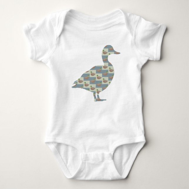 Stehende Ente mit Mallard Duck Diagonal Muster Baby Strampler (Vorderseite)
