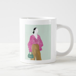 Stehende Fashion-Abbildung: Polka-Dot-Oberseite Jumbo-Tasse