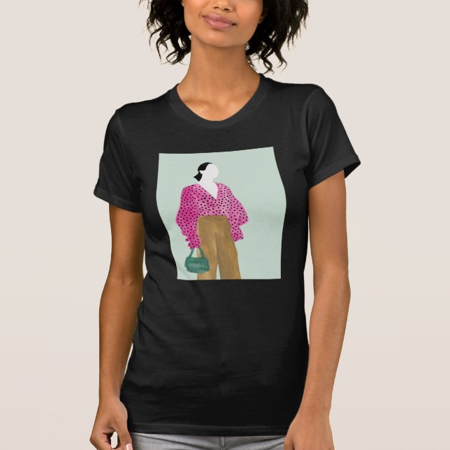 Stehende Fashion-Abbildung: Polka-Dot-Oberseite T-Shirt (Vorderseite)