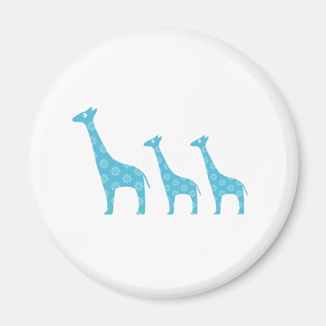 Stehende Giraffen (blau) Magnet (Vorne)