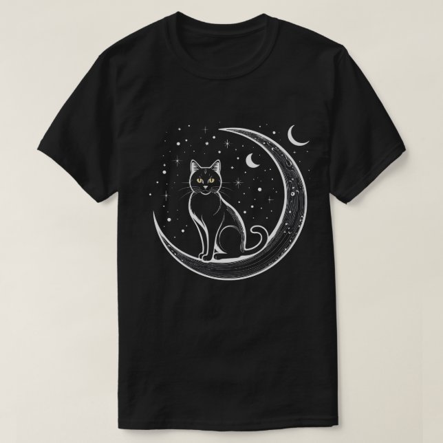 Stehende Katzen im Mond bezaubern T-Shirt (Design vorne)